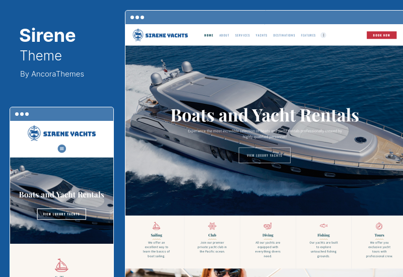 Thème Sirene - Thème WordPress pour les services de location de yachts et la location de bateaux