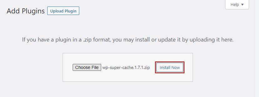 Sélectionnez le fichier zip du plugin à télécharger et à installer dans WordPress