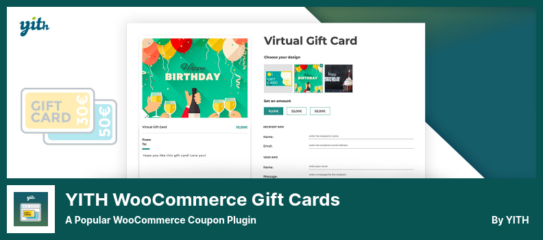 YITH WooCommerce 禮品卡插件 - 流行的 WooCommerce 優惠券插件