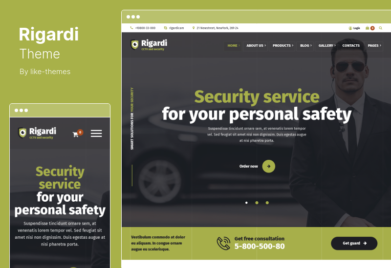 Rigardi Theme - Tema de WordPress para empresa de seguridad CCTV y guardaespaldas