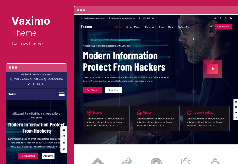 Vaximo テーマ - Cyber​​ Security Company の WordPress テーマ