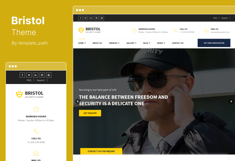 Bristol テーマ - セキュリティ & ガーディング サービス WordPress テーマ