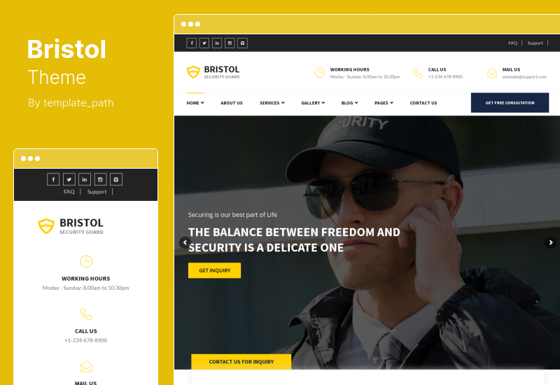 Bristol Theme – WordPress-Theme für Sicherheits- und Wachdienste