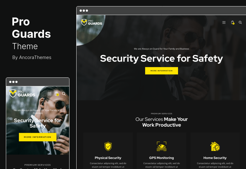 ProGuards Theme - Sicherheits-WordPress-Theme für Leibwächter und Sicherheit