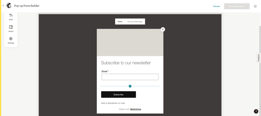 Der Popup-Formularersteller von Mailchimp