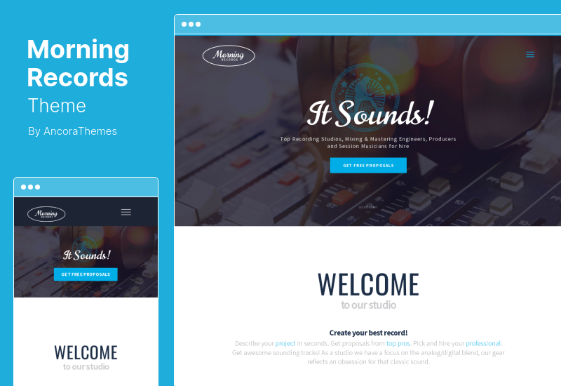 Morning Records Theme - Un elegante tema de WordPress para estudio electrónico de sonido