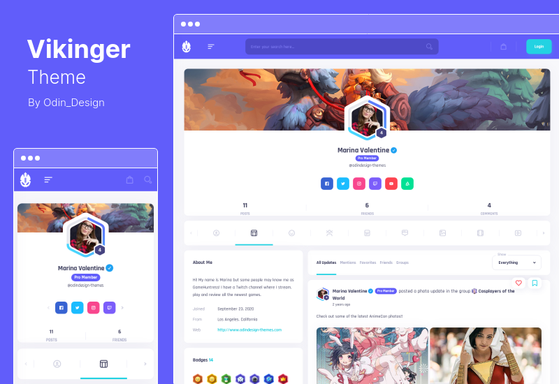 Vikinger 主題 - BuddyPress 和 GamiPress 社交社區 WordPress 主題