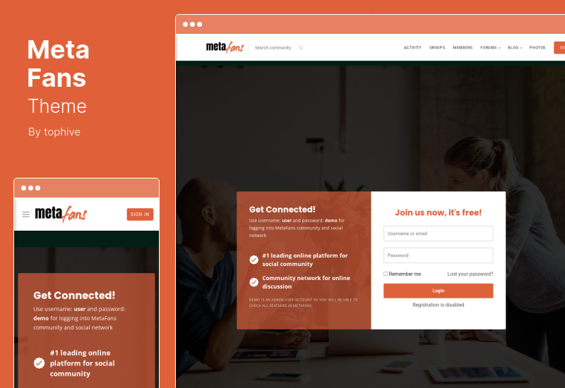 MetaFans 主題 - 社區和社交網絡 BuddyPress WordPress 主題