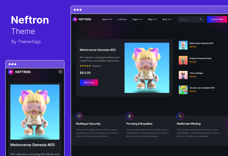 Neftron 主題 - NFT 市場 WordPress 主題