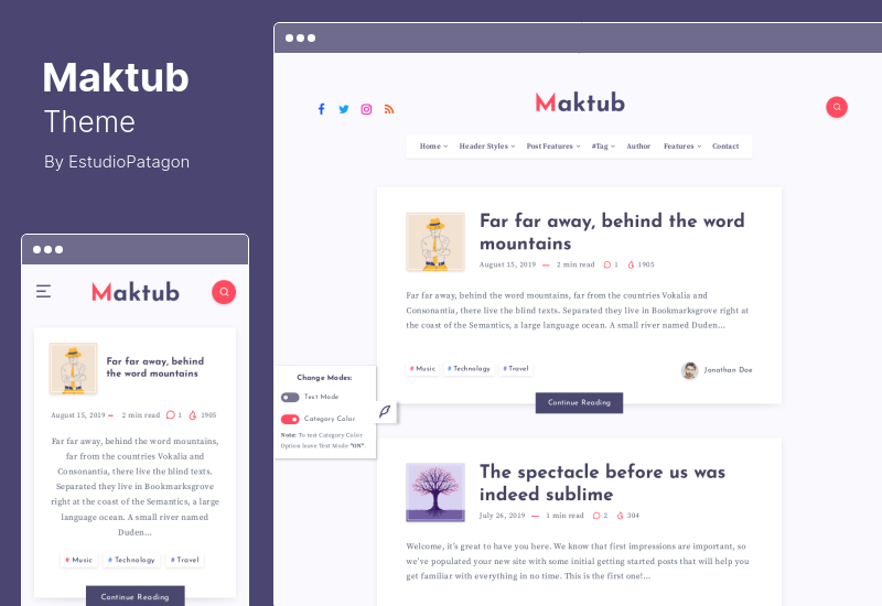 Maktub 主题 - WordPress 主题的最小和轻量级博客