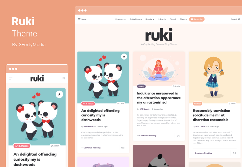 Ruki Theme - Un cautivador tema de WordPress para blogs personales