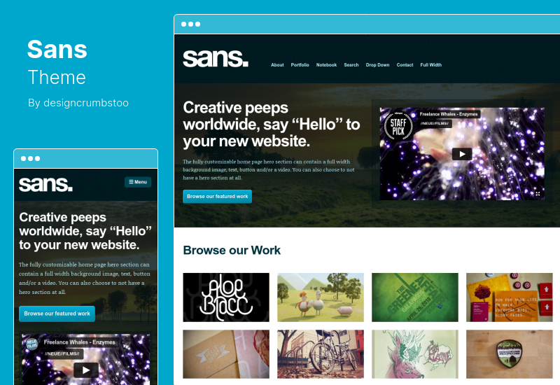 Sans テーマ - レスポンシブなポートフォリオ WordPress テーマ