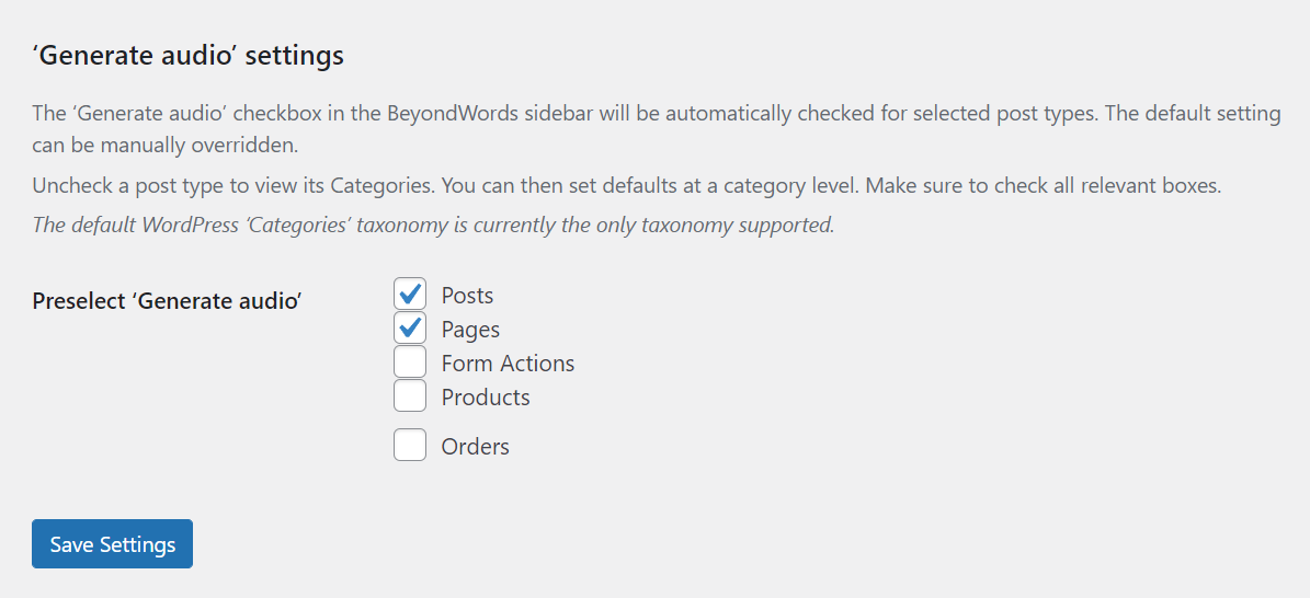 Configuration du plug-in BeyondWords