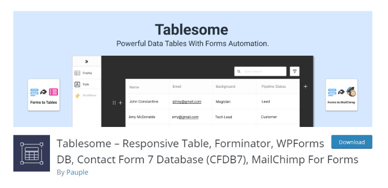 Tablesome plugin