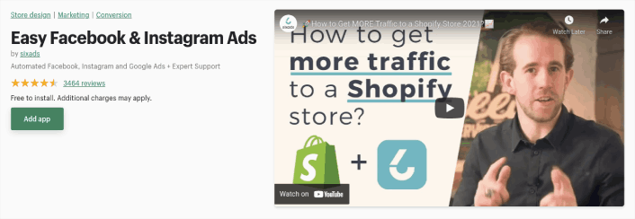 Annunci facili di Facebook e Instagram App di retargeting di Shopify