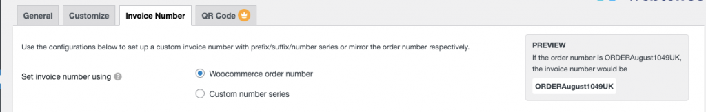 WooCommerce fatura numarası için WooCommerce sipariş numarası seçeneği