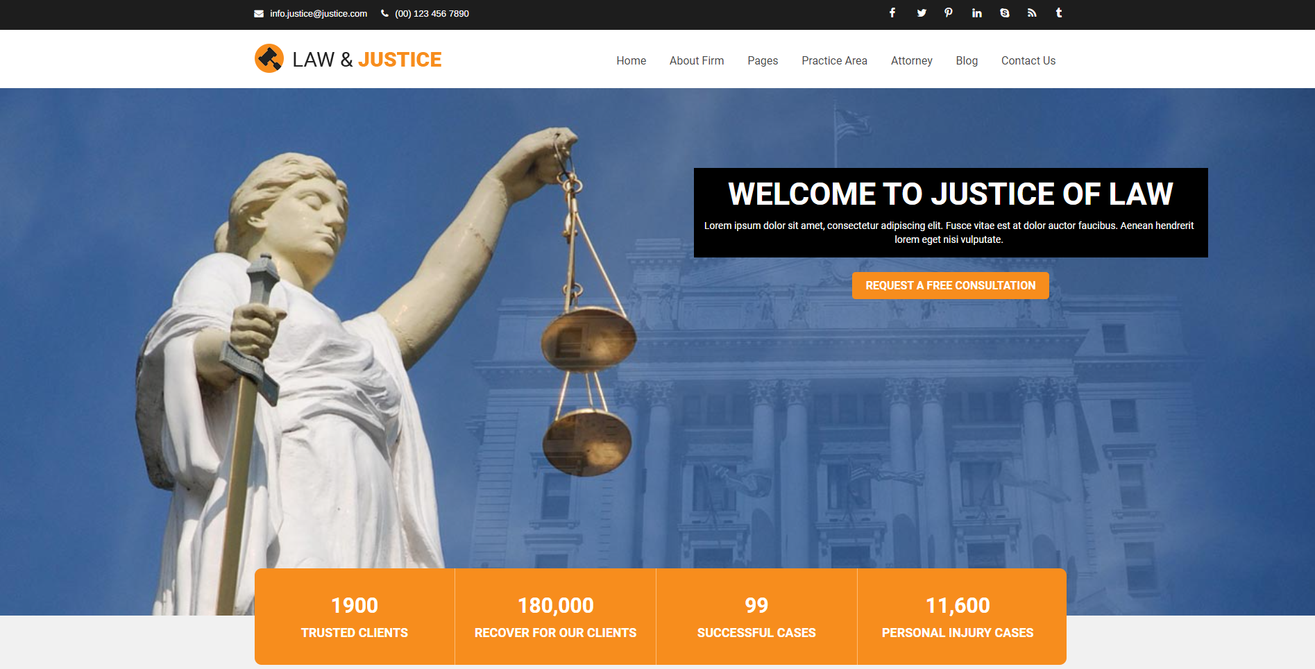 Justice - meilleurs thèmes wordpress gratuits pour les avocats