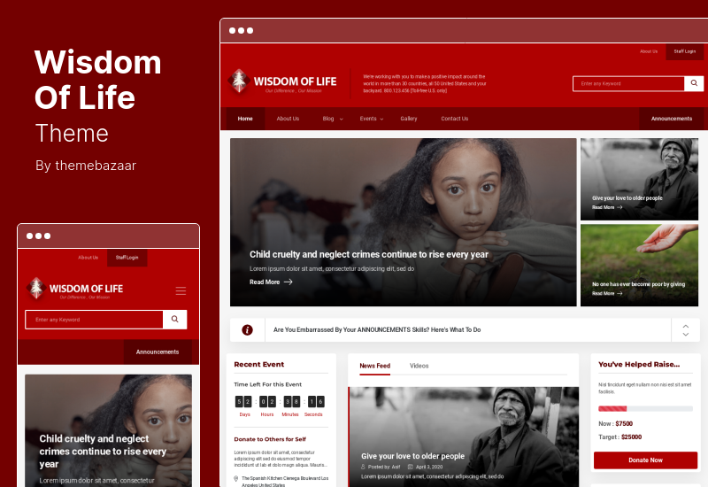 Wisdom Of Life Theme - NGO- und Wohltätigkeits-WordPress-Thema