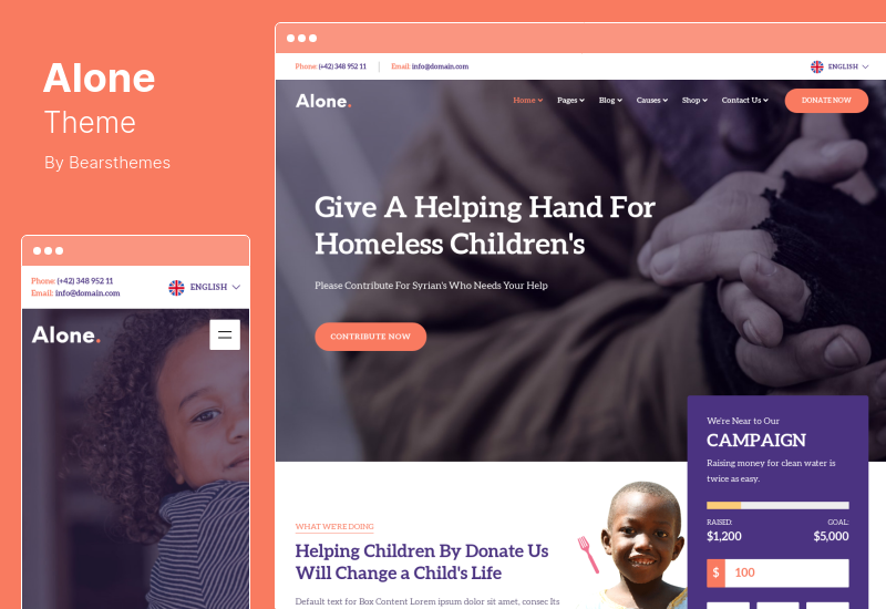 Alone Theme - Charity Çok Amaçlı Kâr Amacı Gütmeyen WordPress Teması