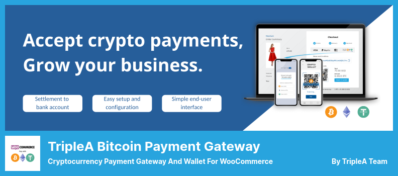 Плагин TripleA Cryptocurrency Payment Gateway для WooCommerce - Криптовалютный платежный шлюз и кошелек для WooCommerce