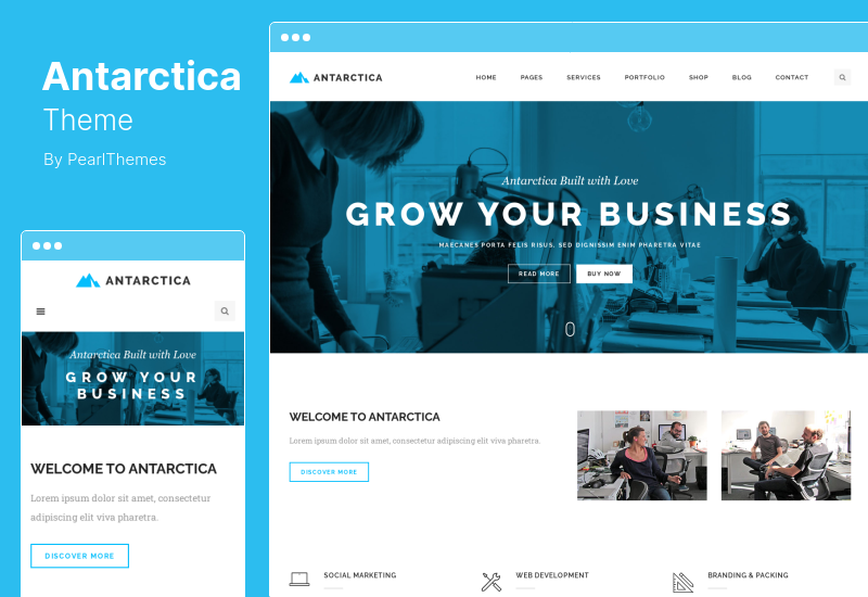 Motyw Antarktyda - Business Portfolio WordPress Theme