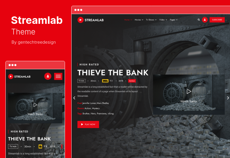 Streamlab-Thema - Video-Streaming-WordPress-Thema