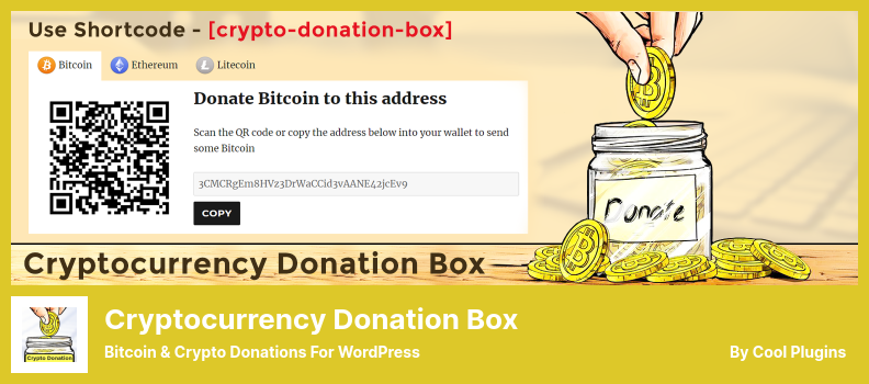 Cryptocurrency Donation Box Plugin — darowizny Bitcoin i kryptowalut dla WordPress