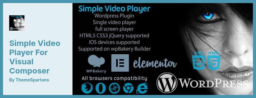 适用于 Visual Composer 插件的简单视频播放器 - 适用于 WordPress 的 Html5 视频背景插件