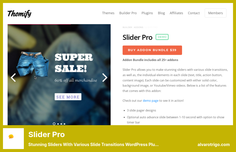 Slider Pro Plugin - المتزلجون المذهل مع مختلف انتقالات الشرائح WordPress البرنامج المساعد