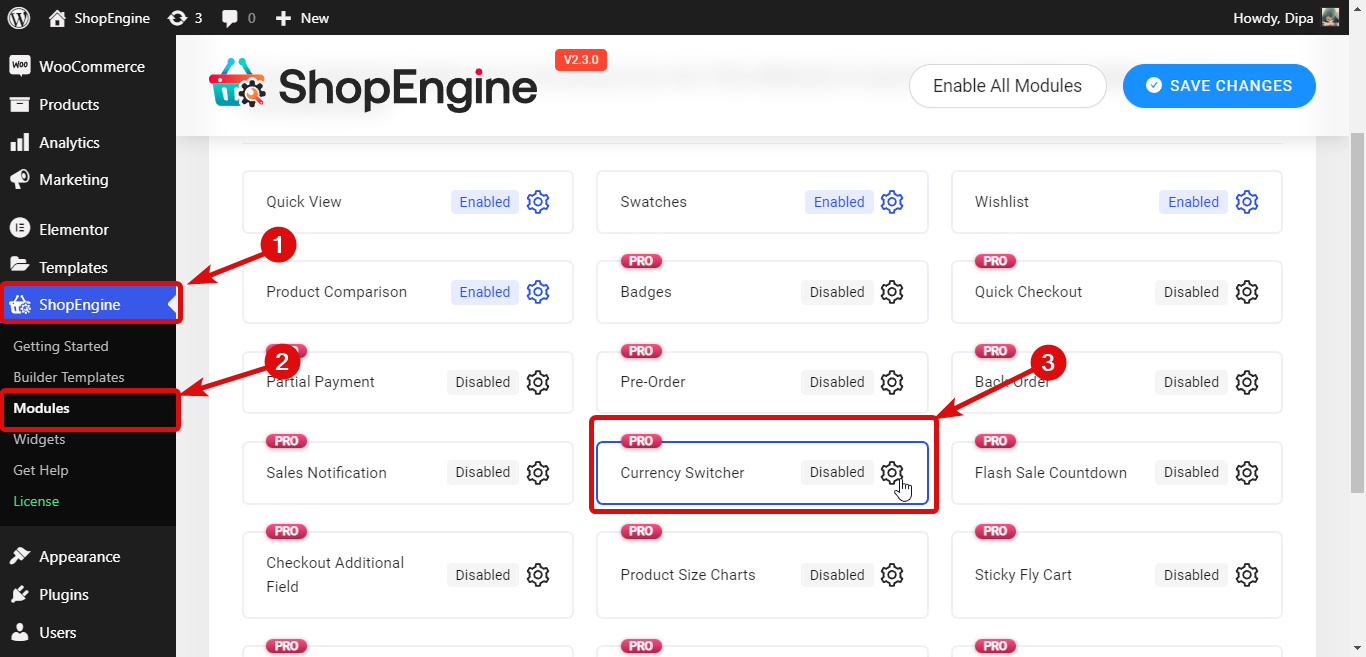 قم بتشغيل وحدة تبديل العملات WooCommerce بواسطة ShopEngine