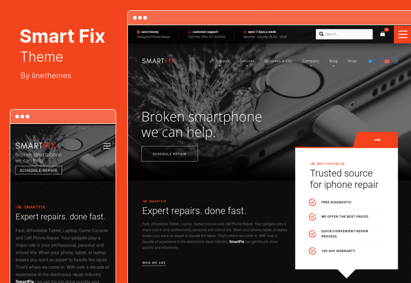 SmartFix Theme - Тема WordPress для ремонта технологий