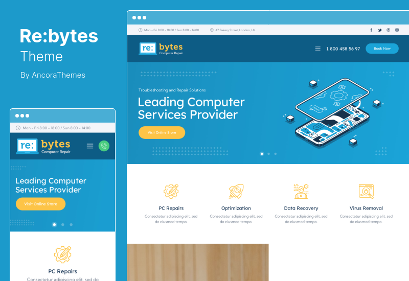 Re:bytes Theme - Tema WordPress Layanan Perbaikan Elektronik & Komputer