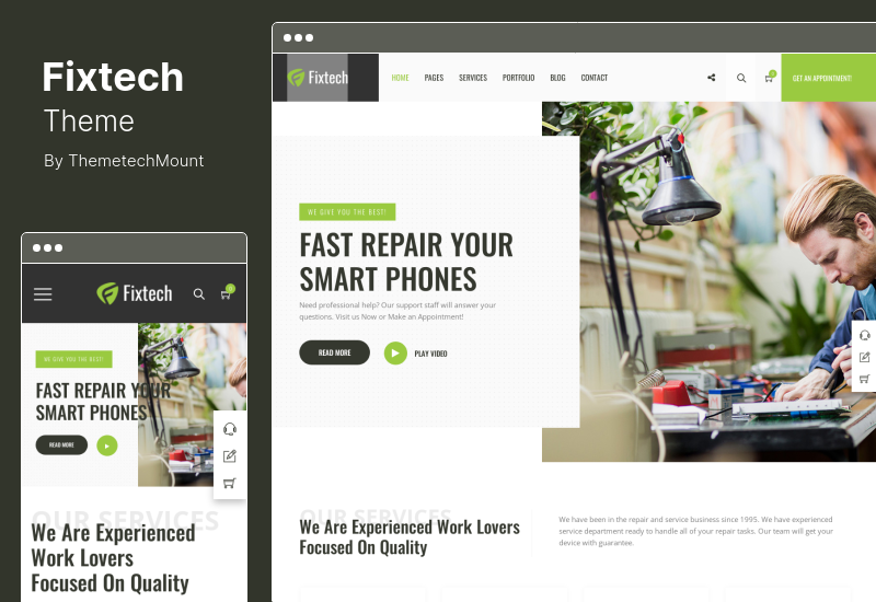 Fixtech Theme - Tema WordPress Layanan Perbaikan Komputer & Seluler