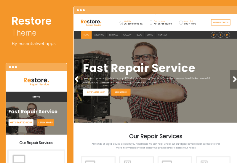 Restore Theme - Тема WordPress для ремонта компьютеров, мобильных и цифровых устройств