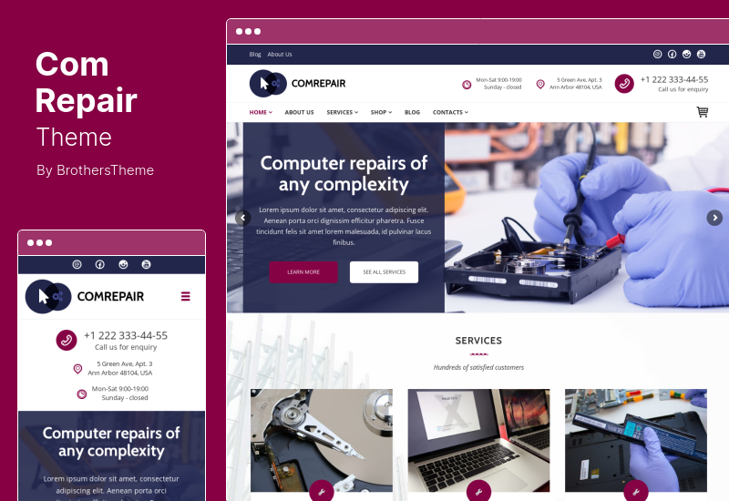 ComRepair Theme - Тема WordPress для ремонта компьютеров