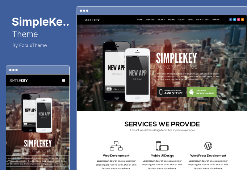 SimpleKey テーマ - One Page Portfolio WordPress テーマ