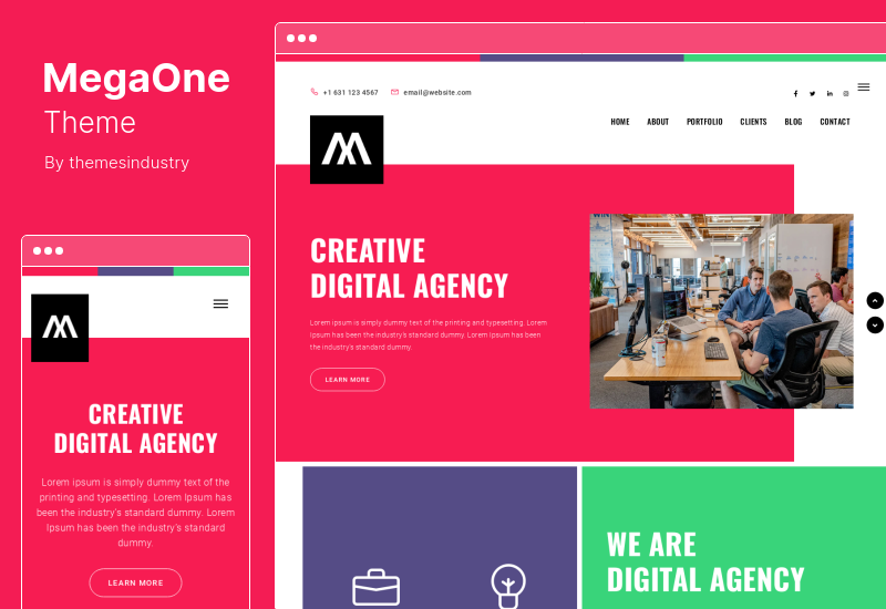 موضوع MegaOne - سمة WordPress Parallax ذات صفحة واحدة