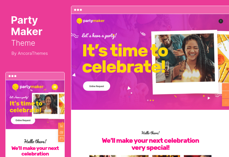 PartyMaker Theme - тема WordPress для организатора мероприятий и свадебного агентства