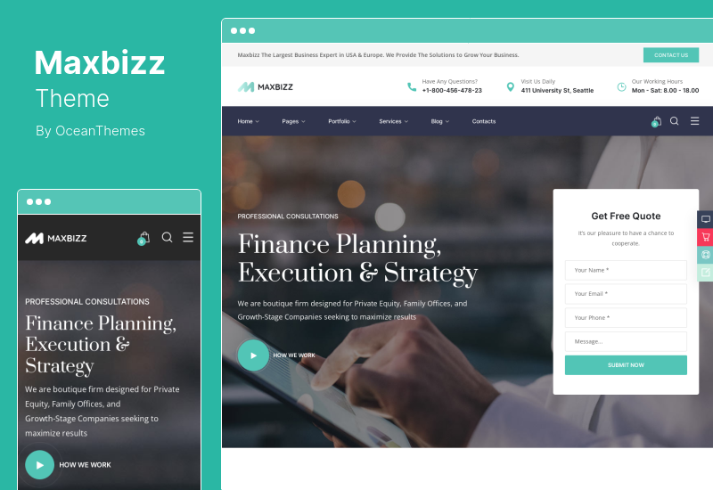 Tema Maxbizz - Tema WordPress Elementor di consulenza e finanza