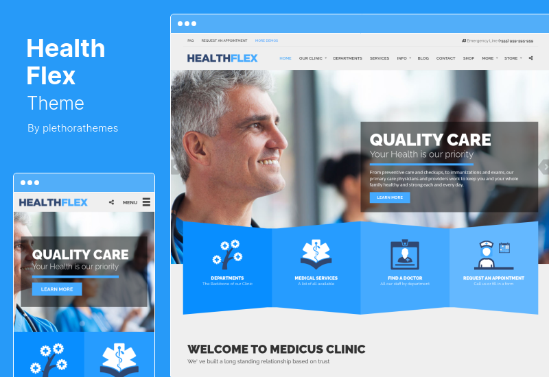 موضوع HealthFlex - عيادة الطبيب الطبية وموضوع WordPress الصحي