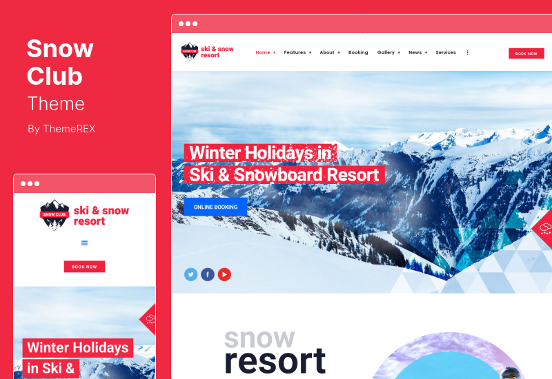 Tema Klub Salju - Resor Ski dan Tema WordPress Kelas Snowboard