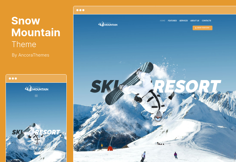 Tema Gunung Salju - Resor Ski & Tema WordPress Sekolah Snowboard