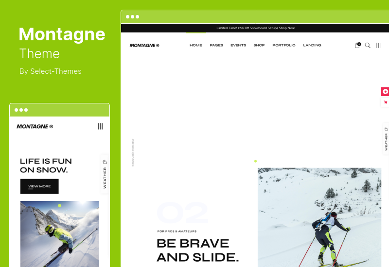 Tema Montagne - Tema WordPress Olahraga Musim Dingin & Resor Ski