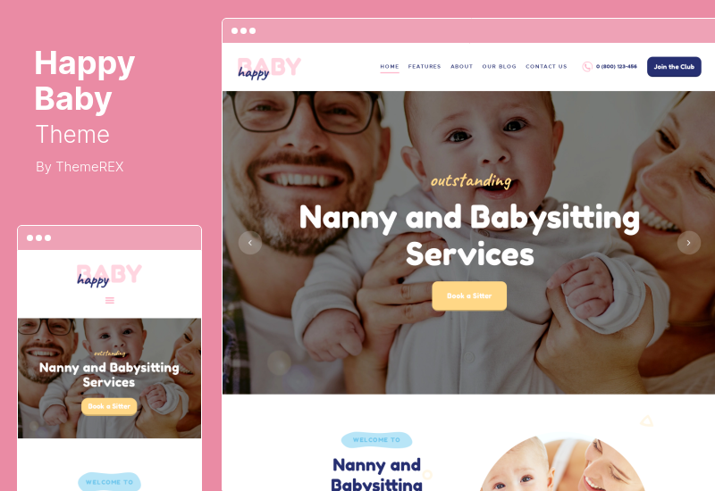 Tema per bambini felici - Servizi di babysitter per bambini Tema WordPress per bambini