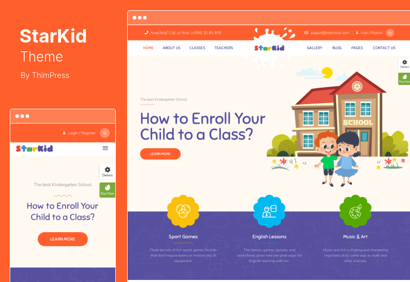 ธีม StarKid - ธีม WordPress ระดับอนุบาล