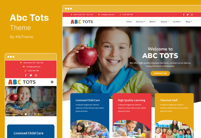 Abc Tots 테마 - 유치원 WordPress 테마