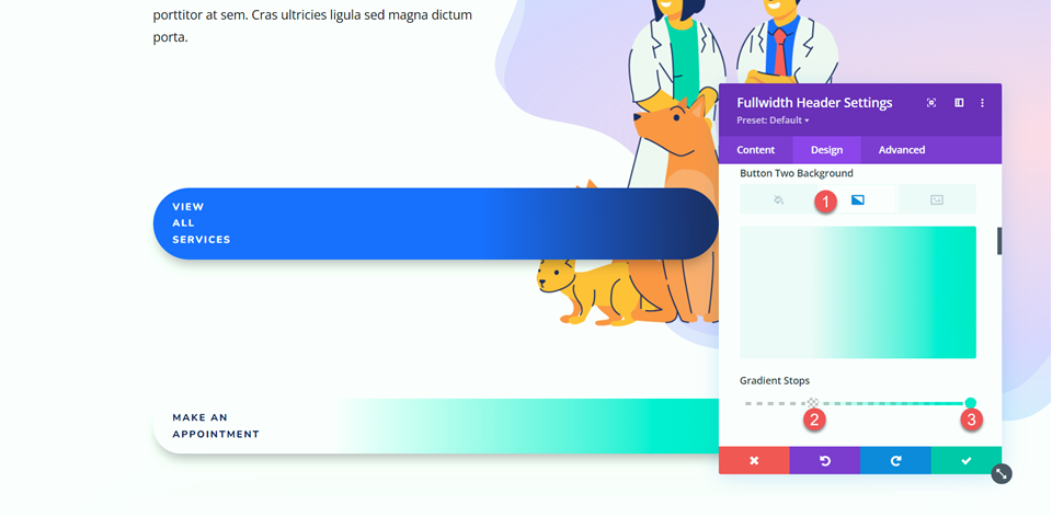 Divi Fullwidth Header Hero Section Button Due gradiente di sfondo