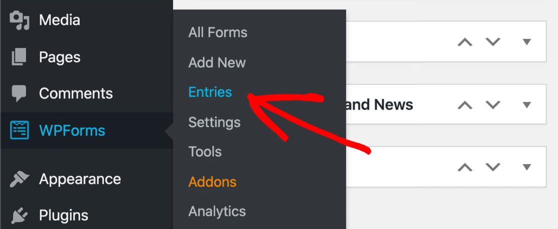 View SendFox WordPress form entries in WPForms