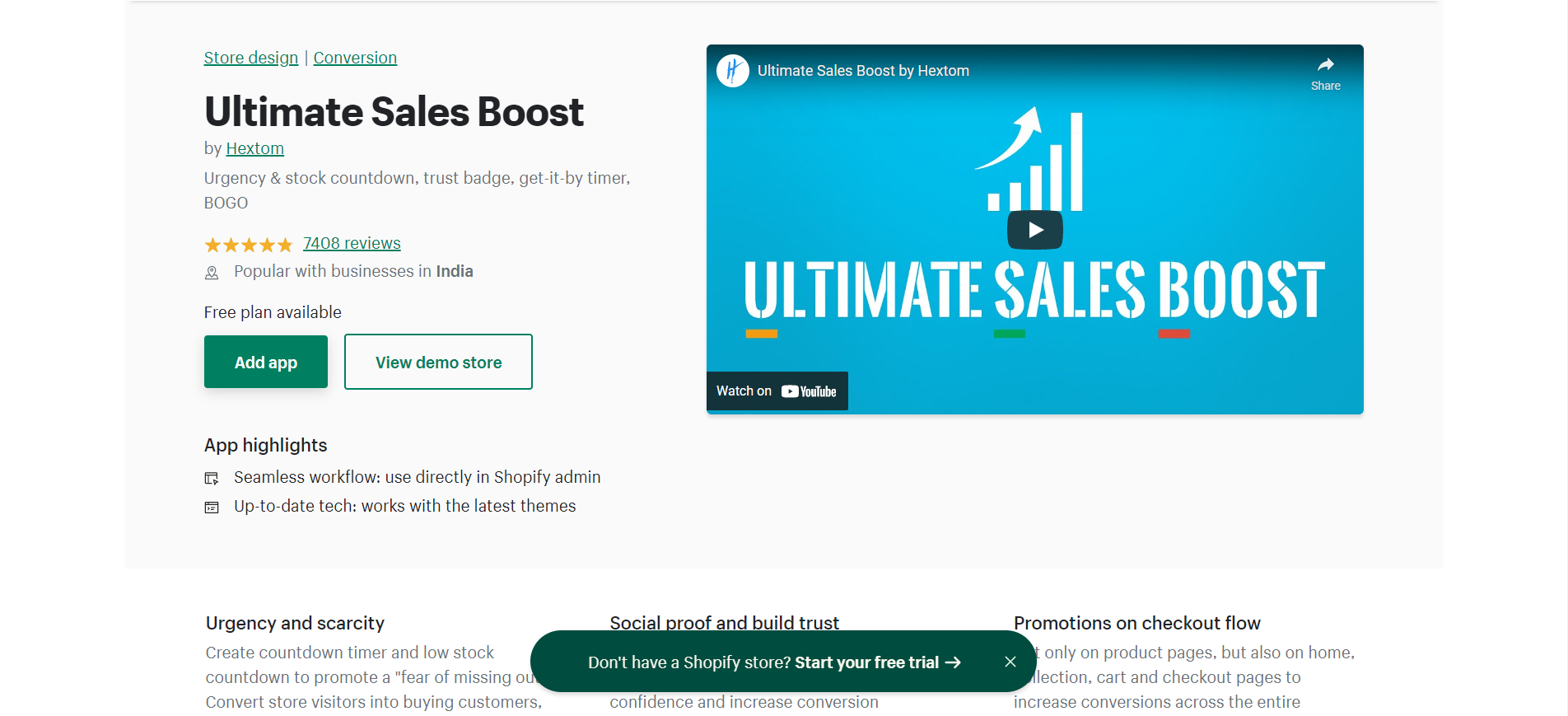 Ultimate Sales Boost - 무료 Shopify 앱