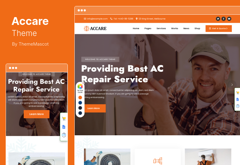 Accare 主題 - 暖氣和空調 WordPress 主題